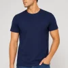 nave blue Plain Navy Blue Crew Neck T-Shirt for Men