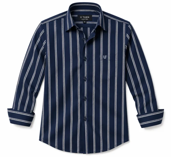 p shirt U Turn Men's Casual Printed Striped Shirt